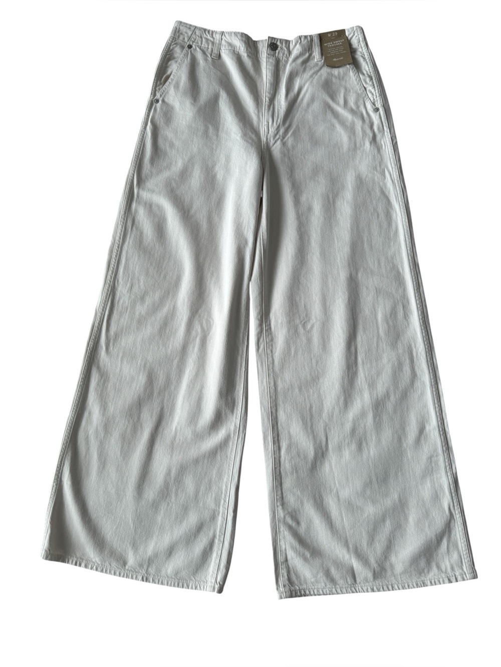 Madewell Wide Sweep 100% Cotton Denim Trousers Size 29 In Ivory